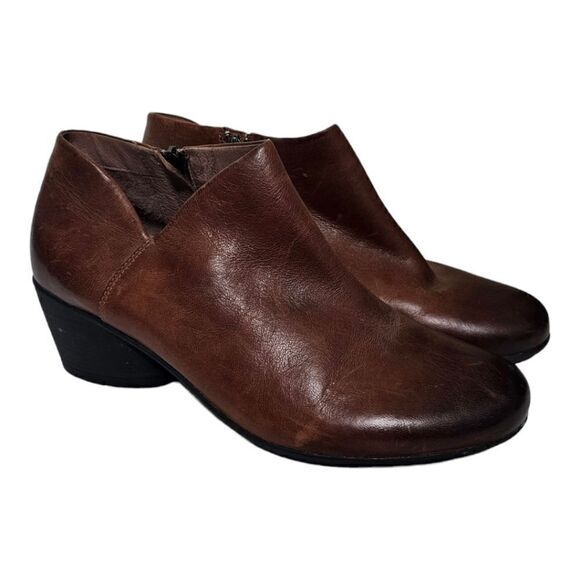 DANSKO Raina Leather Chestnut Burnished Ankle Booties Zip-Up Size 42/12 - Picture 1 of 8